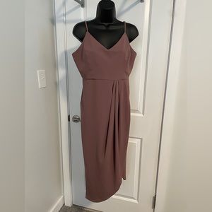 Lulus chiffon dress in taupe